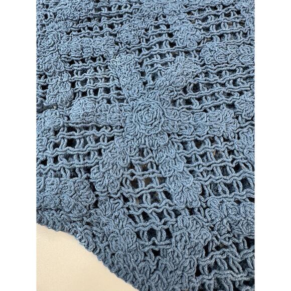 Forever 21 Womens Crochet Crop Tank Top S Blue Festival Boho Cottagecore Cotton - Picture 3 of 9